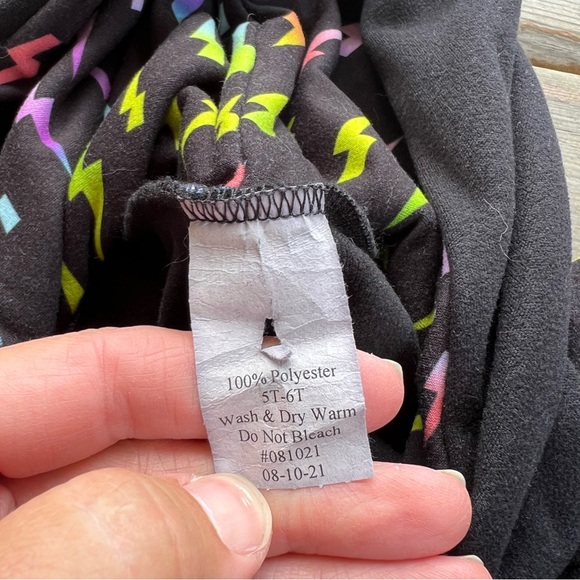 Bumblito Leggings & Matching Hoodie - Black & Neon Lightning - Size 5/6 - Picture 7 of 7